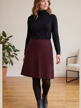 Talbots Wool Blend Red & Black Polka Dot A-Line short Skirt Women’s Size 12